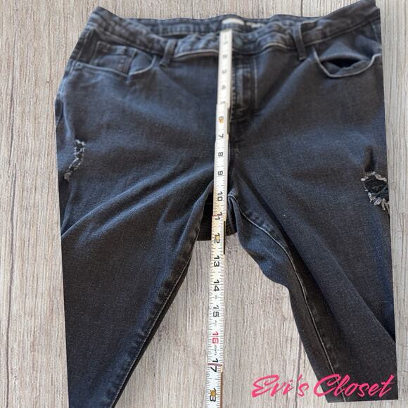 Old Navy Pop Icon Skinny Jeans Women's Black Denim Distressed Mid-Rise. Sz 16 - Picture 13 of 13